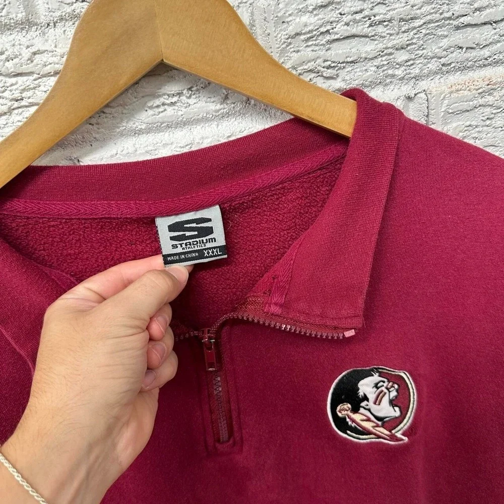 Florida State Stadium 1/4 Zip Pullover Jacket‎ XXXL  3XL Red Quarter Zip Sweater